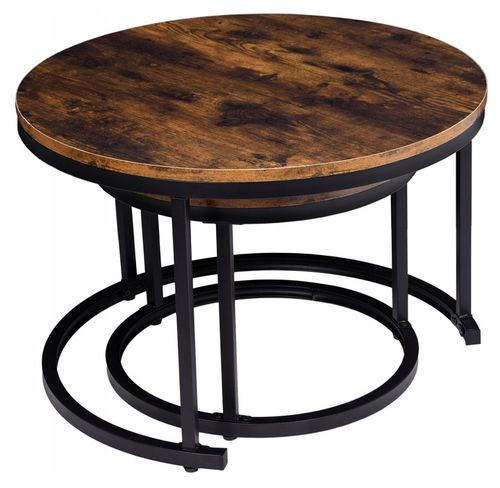 STOLIK KAWOWY RUSTYKALNY OKRĄGŁY ZESTAW STOLIKÓW KAWOWYCH ŁAWA LOFT na Arena.pl