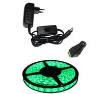 Taśma LED 5m 60/m SMD 3528 zielona+zasilacz z wyłącznikiem-zestaw