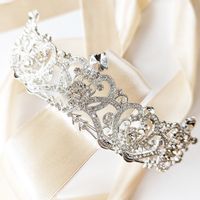 Diadem tiara korona srebrna ŚLUBNA elegancka wytworna klasyczna