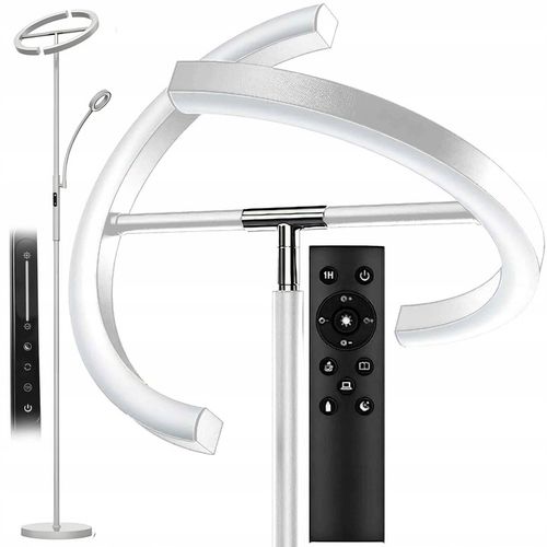 Lampa Stojąca LED Podłogowa Srebrna do Salonu Z Pilotem i Elastyczną na Arena.pl