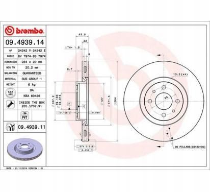TARCZA HAM PRZOD 284X22 V BREMBO na Arena.pl