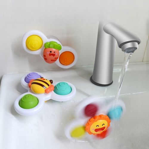 3 X FIDGET SPINER ZABAWKA DO KĄPIELI SENSORYCZNA GRZECHOTKA Z PRZYSSAWKĄ na Arena.pl