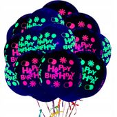 ZESTAW BALONÓW UV ŚWIECĄCYCH W CIEMNOŚCI BIRTHDAY NEONOWE XXL 100 szt.