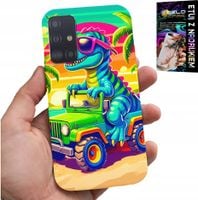 ETUI DO SAMSUNG GALAXY A51 - DINOZAUR W CIĘŻARÓWCE WZORY DLA DZIECI