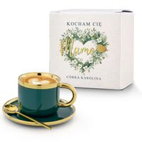 FILIŻANKA ELEGANCKA ZE SPODKIEM + łyżeczka prezent dla MAMY DZIEŃ MATKI