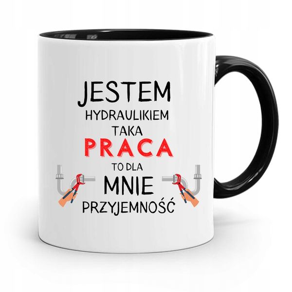 Kubek Czarny Prezent Dla Hydraulika Jestem Z Nadrukiem Ze Zdjęciem zdjęcie 1