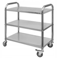 WÓZEK KELNERSKI 3-półkowy stal nierdzewna MATY WYGŁUSZAJĄCE Mega-M 75x40x90