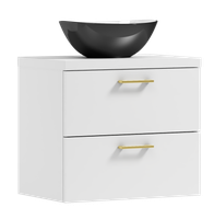 Szafka łazienkowa wisząca LUNA 60 biała/GOLD z umywalką Eliza C (GOLD)