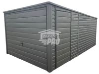 Garaż blaszany 3x5m  Brama + drzwi  Antracyt Dach spad w tył GP229
