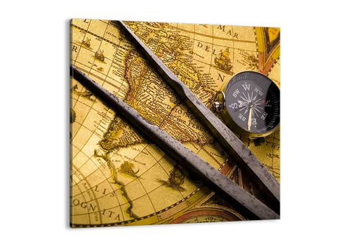 Obraz Na Płótnie - Mapa Kompas - 30X30 Cm - Ac30X30-0146 na Arena.pl