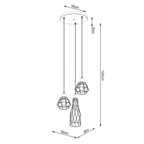 Lampa wisząca SUBA 3P czarna zdjęcie 5