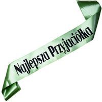 Najlepsza Przyjaciółka - szałwiowa szarfa z czarnym nadrukiem