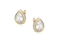 POZŁACANE SREBRNE KOLCZYKI ŁEZKI BIAŁE CYRKONIE