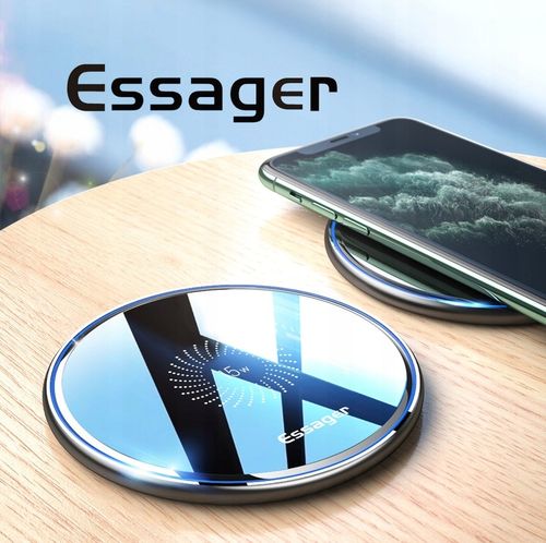 SZYBKA ŁADOWARKA INDUKCYJNA QI BEZPRZEWODOWA 15W ESSAGER 3A QC 3000mA LED na Arena.pl