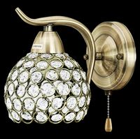 Pałacowy kinkiet glamour 8707/1 21QG z włącznikiem mosiądz