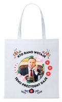 Prezydent Andrzej Duda Torba Eco Biała Shopper Z Nadrukiem Ze Zdjęciem
