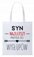 Dla Syna Syneczka Prezent Torba Eco Biała Shopper Z Nadrukiem Ze Zdjęciem
