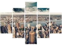 100 70CM 5 ELEM OBRAZ ZACHÓD SŁOŃCA MANHATTANEM DRUK