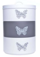 Metalowy pojemnik potrójny z motylami