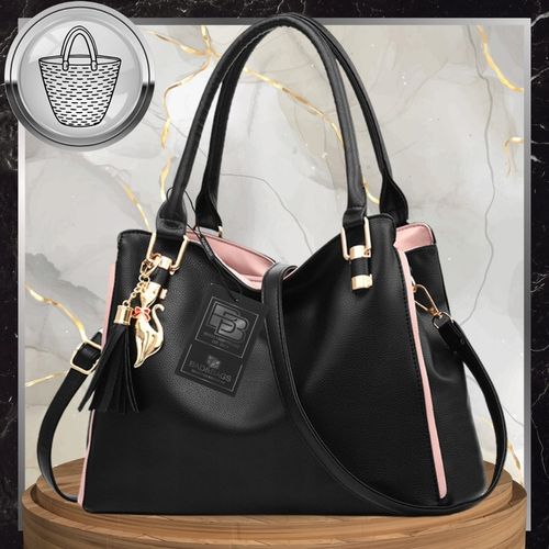 Torebka Damska Skórzana BAD&BAGS Na Ramię Torba Shopperka Czarna Pojemna na Arena.pl