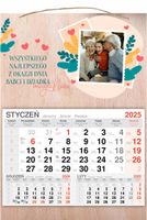 KALENDARZ wiszący 2025 jednodzielny DREWNIANY nadruk DZIEŃ BABCI DZIADKA