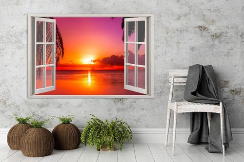 Obraz na płótnie - Canvas, okno - zachód słońca 60x40 na Arena.pl