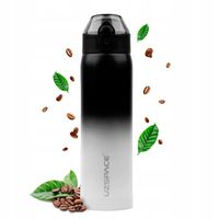 KUBEK TERMICZNY TERMOS DO KAWY HERBATY 500ML BUTELKA CZARNO-BIAŁA