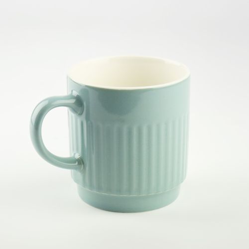 CERAMICZNY KUBEK NA KAWĘ HERBATĘ BŁĘKITNY ZDOBIONY 440 ML NA PREZENT na Arena.pl