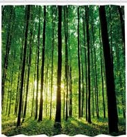 Zasłona prysznicowa,nadruk cyfrowy poliester,Kwiaty,Zielone lasy,180x200cm