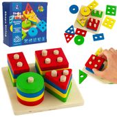 Sorter DREWNIANY KSZTAŁTY ZABAWKA klocki układanka