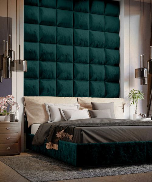 PANELE TAPICEROWANE ŚCIENNE TURKUSOWY WEZGŁOWIE 3D 40cm x 40cm zdjęcie 4