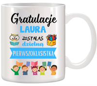 KUBEK DLA PIERWSZOKLASISTY IMIĘ CHŁOPCA DZIEWCZYNKI PASOWANIE NA UCZNIA