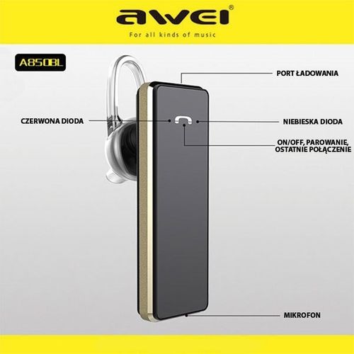 AWEI słuchawka Bluetooth A850BL czarny/black na Arena.pl