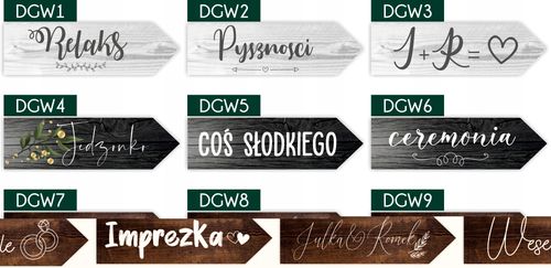 TABLICZKI ślubne STRZAŁKI DROGOWSKAZY WESELE napis na Arena.pl