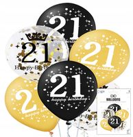 ZESTAW BALONÓW Z KONFETTI NA 21 URODZINY JUBILUSZOWE DEKORACJA URODZINOWA