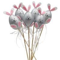 JAJKA NA PIKU SREBRNE OZDOBY ZAJĄCE WIELKANOCNE DEKORACJA ŚWIĄTECZNA 6 szt