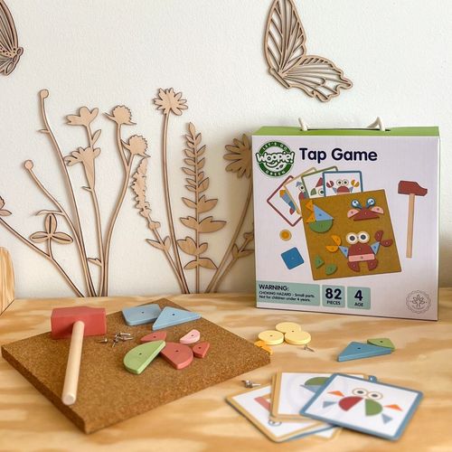 WOOPIE GREEN Drewniana Przybijanka z Młotkiem Układanka 20 wzorów 82 el. na Arena.pl