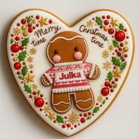 CIASTKO LUKROWANE ŚWIĄTECZNY LUDZIK NO2 SERCE ROZ.XL RĘCZNIE ROBIONE