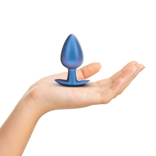 smooth silicone anal plug - large - 3.5" / 8,9 cm - metallic blue na Arena.pl