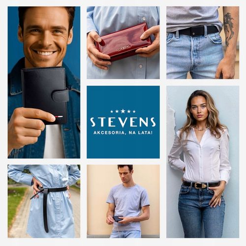 Portfel Damski Skórzany STEVENS Mały Czerwony Zapinany Portmonetka RFID na Arena.pl