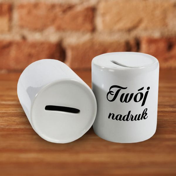 Biała, ceramiczna skarbonka z Twoim nadrukiem zdjęcie 2