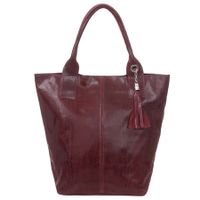 VERA PELLE torebka skórzana shopper lakierowana na ramię V588 c.bordowa