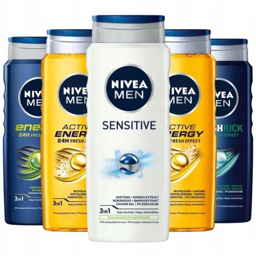 Nivea Men Żel pod Prysznic Męski 3w1 Mix Zapachów dla Mężczyzn 5x500ml na Arena.pl