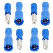 Zestaw 4 pary konektor rurkowy 4 męskie + 4 żeńskie niebieskie 14-16 AWG