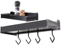 PÓŁKA ALUMIOWA MALOWANA PROSZKOWO CZARNA Z HACZYKAMI