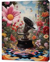 Obraz 70x90cm Gramofon w Kwiatach
