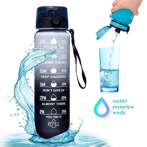 butelka na wodę, bidon z miarką 1l ombre szary z czernią bd16 na Arena.pl