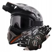 KASK CROSSOWY LEKKI ENDURO QUAD ATV CROSS + GOGLE + RĘKAWICE XL