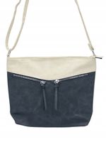 Paola Bags - torebka worek dwie kieszonki na zamek czarno-beżowy 5578-121