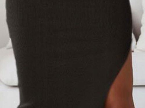 Spódnica ołówkowa prążkowana z rozcięciem dopasowana prążek modna L/XL na Arena.pl